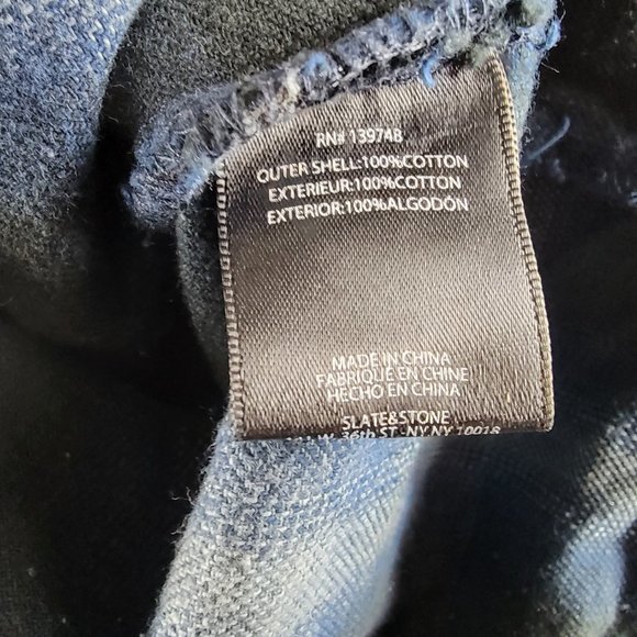 Slate & Stone Flannel Shacket Mens Medium Blue Plaid Check Cotton Thick Button - Picture 9 of 9